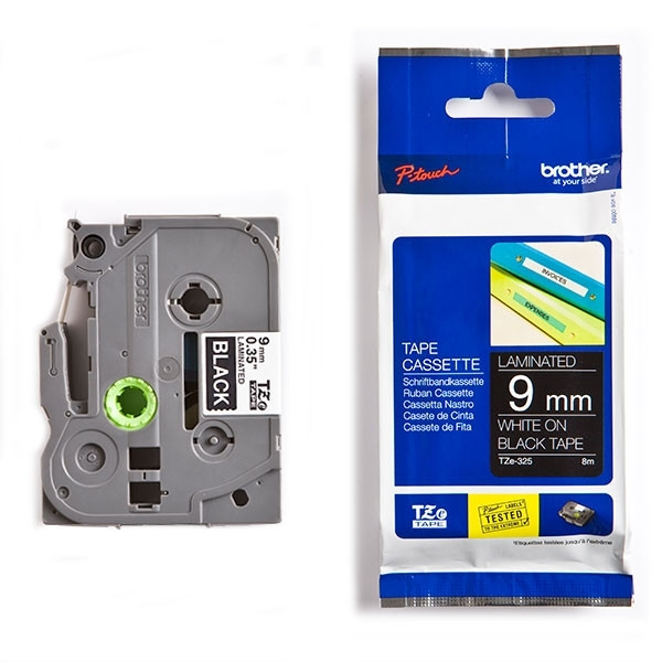 Brother TZe-325 | vit text - svart märkband  | 9mm x 8m (original) 080460 - 1