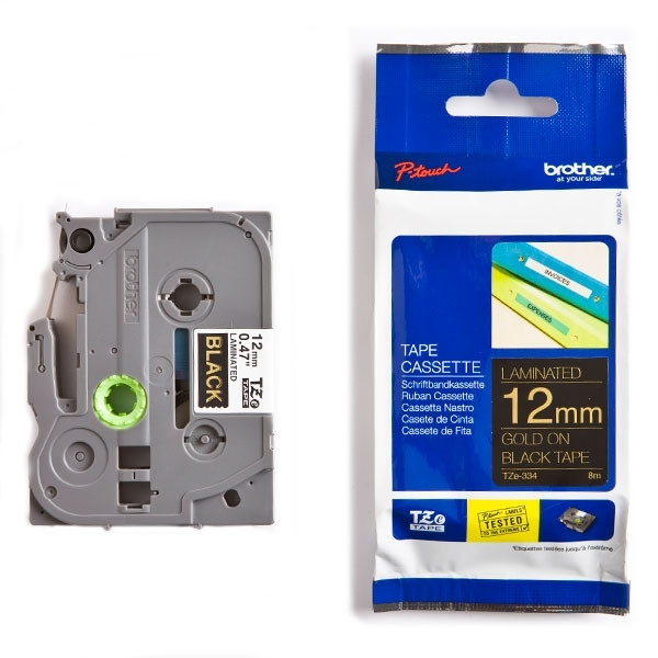 Brother TZe-334 | guld text - svart märkband  | 12mm x 8m (original) 080462 - 1