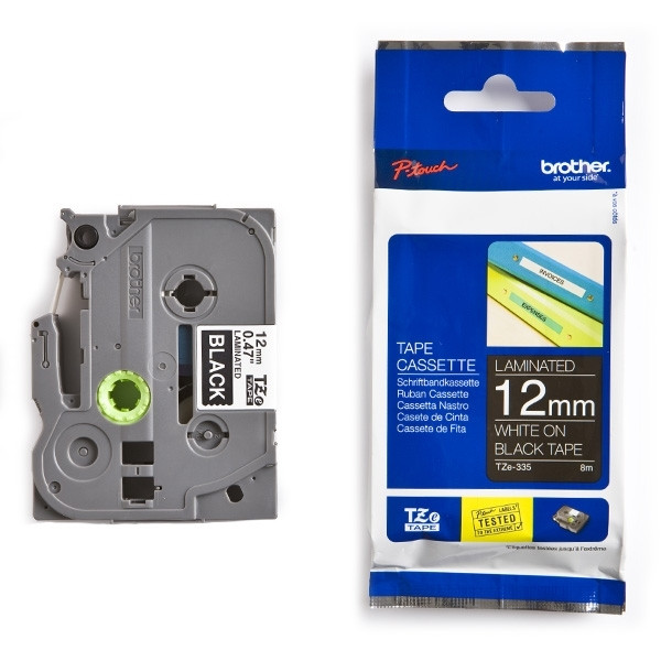 Brother TZe-335 | vit text - svart märkband  | 12mm x 8m (original) 080422 - 1