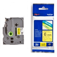 Brother TZe-611 | svart text - gul märkband  | 6mm x 8m (original) 080490