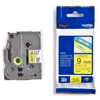 Brother TZe-621 | svart text - gul märkband  | 9mm x 8m (original) 080414