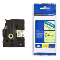 Brother TZe-C51 | svart text - neongul märkband  | 24mm x 5m (original) 080654