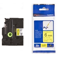 Brother TZe-FX611 | Flexi ID | svart text - gul märkband  | 6mm x 8m (original) 080824