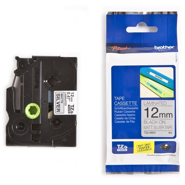 Brother TZe-M931 | svart text - matt silvermärkband  | 12mm x 8m (original) 080382 - 1
