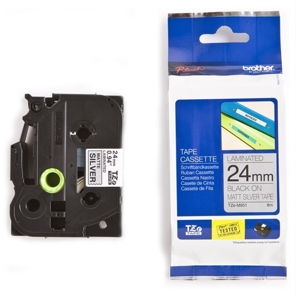 Brother TZe-M951 | svart text - matt silvermärkband  | 24mm x 8m (original) 080384 - 1