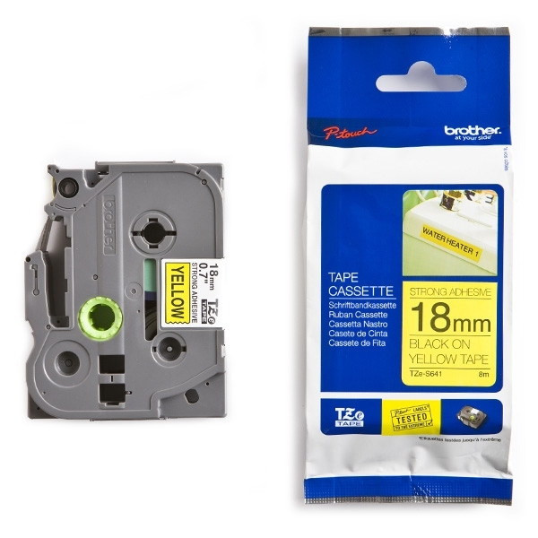Brother TZe-S641 | svart text - gul märkband  | 18mm x 8m (original) 080686 - 1