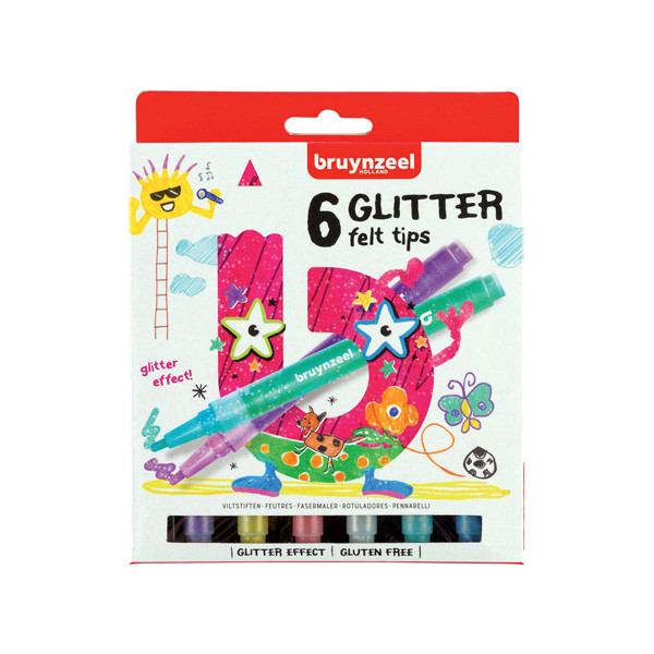 Bruynzeel Tuschpennor | Bruynzeel Kids Glitter | 6st 60126006 231006 - 1