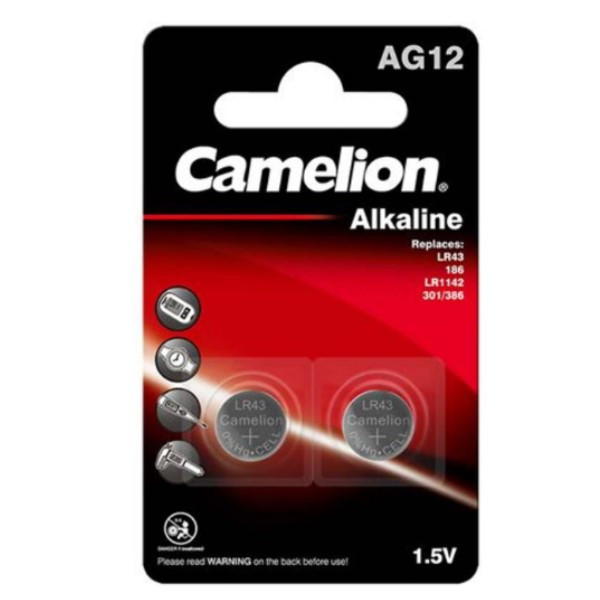 Camelion LR43/V12GA/186 Alkaline knappcellsbatteri 2st ACA00615 - 1