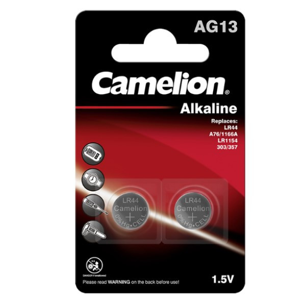 Camelion LR44/A76/V13GA Alkaline knappcellsbatteri | 2-pack ACA00619 - 1