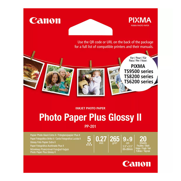 Canon 8,8 x 8,8cm 265g Canon PP-201 fotopapper | Glossy II Plus | 20 ark 2311B070 154075 - 1