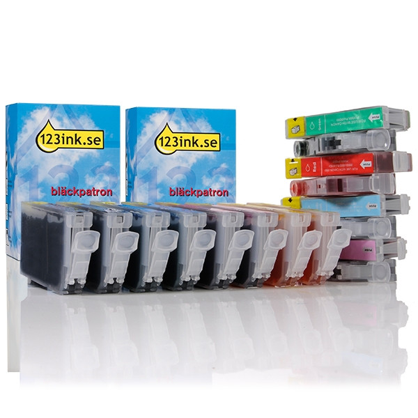 Canon BCI-6 BK/C/M/Y/PC/PM/R/G bläckpatron 16-pack (varumärket 123ink) 4705A002C 4706A002C 4707A002C 4708A002C 4709A002C 120600 - 1