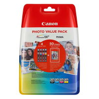 Canon CLI-526 BK/C/M/Y bläckpatron 4-pack och fotopapper 50st (original) 4540B017 4540B018 4540B019 651009