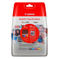Canon CLI-551XL BK/C/M/Y bläckpatron 4-pack och fotopapper 50st (original) 6443B006 6443B008 651010