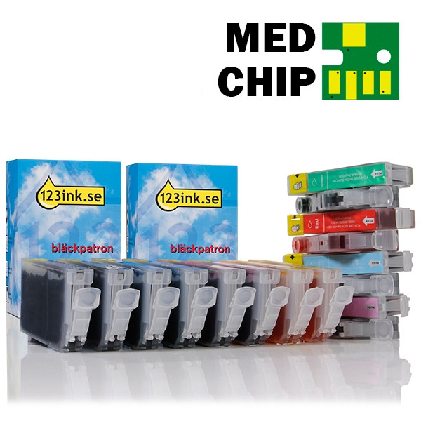 Canon CLI-8 BK/C/M/Y/PC/PM/G/R bläckpatron 16-pack (varumärket 123ink) 0620B001C 0621B001C 0622B001C 0623B001C 0624B001C 120863 - 1