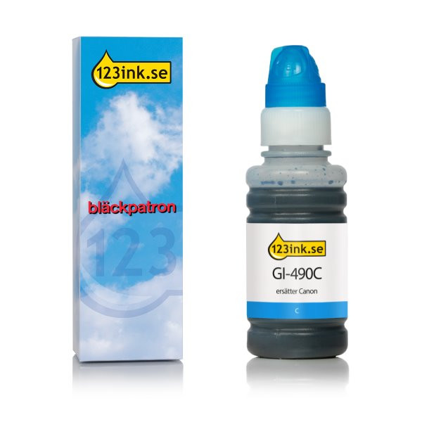 Canon GI-490C cyan bläckrefill (varumärket 123ink) 0664C001C 011675 - 1