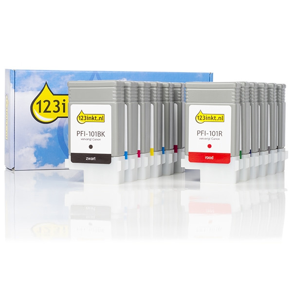 Canon PFI-101 MBK/BK/C/M/Y/PC/PM/R/G/B/GY/PGY 12-pack (varumärket 123ink)  132058 - 1