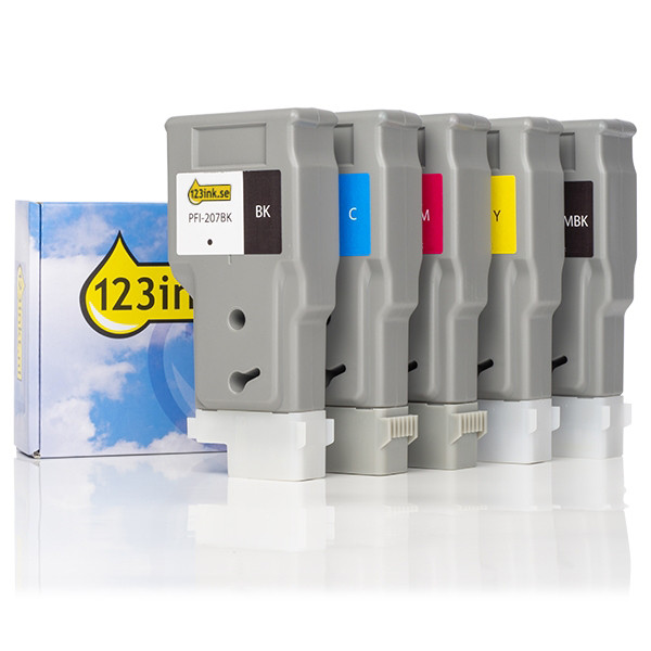 Canon PFI-207 MBK/BK/C/M/Y 5-pack (varumärket 123ink)  132062 - 1