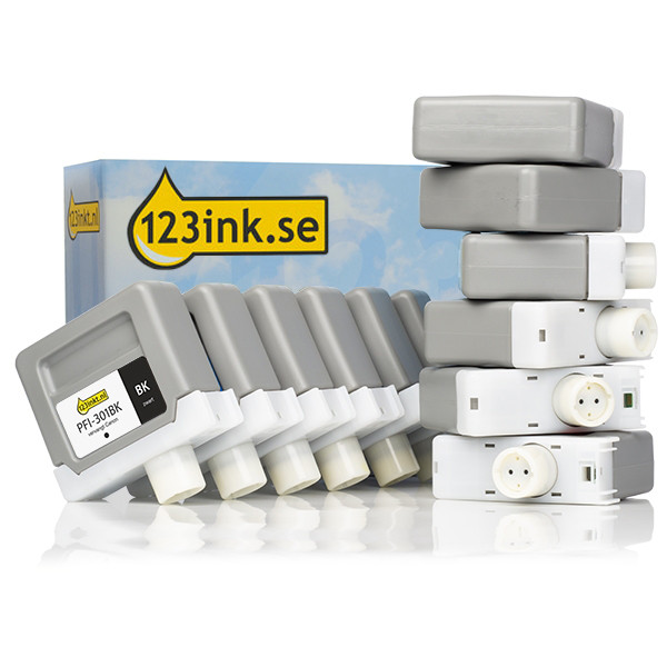 Canon PFI-301 MBK/BK/C/M/Y/PC/PM/B/G/R/GY/PGY bläckpatron 12-pack (varumärket 123ink)  132064 - 1