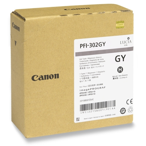 Canon PFI-302GY grå bläckpatron (original) 2217B001 018336 - 1