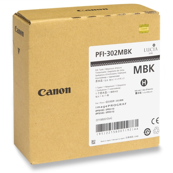 Canon PFI-302MBK mattsvart bläckpatron (original) 2215B001 018332 - 1