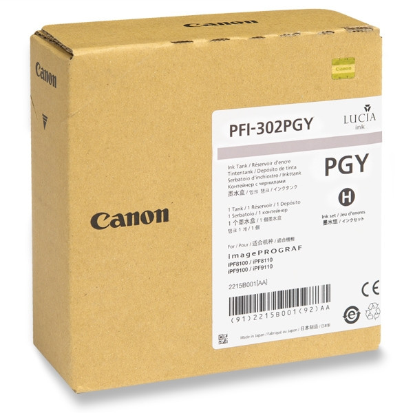 Canon PFI-302PGY fotogrå bläckpatron (original) 2218B001 018338 - 1