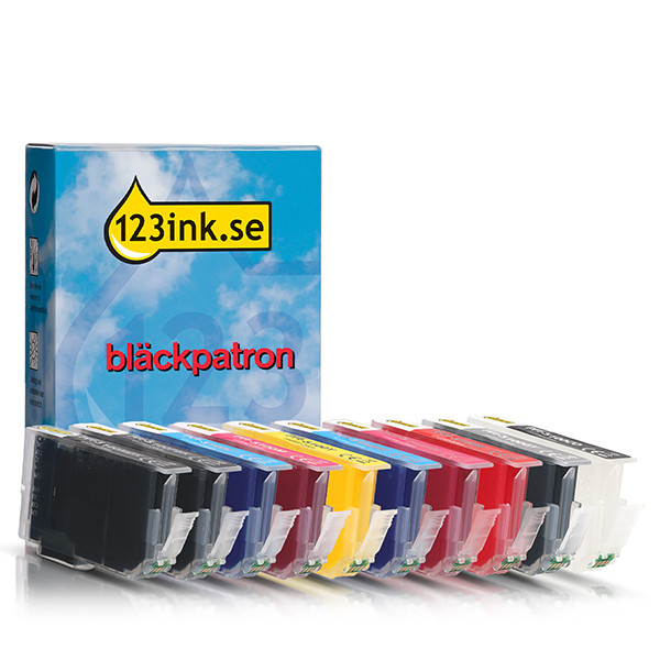 Canon PFI-5100 MBK/PBK/C/M/Y/PC/PM/R/GY/CO bläckpatron 10-pack (varumärket 123ink) 130762 - 1