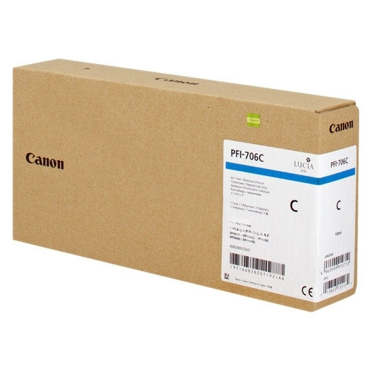Canon PFI-706C cyan bläckpatron hög kapacitet (original) 6682B001 018878 - 1