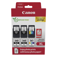 Canon PG-560XLx2 | CL-561XL photo value pack inkl. 50 ark fotopapper (original) 3712C012 132260