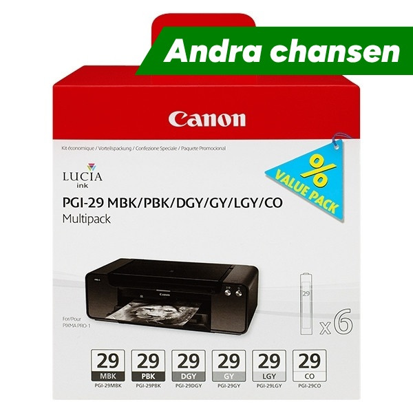 Canon PGI-29 MBK/PBK/DGY/GY/LGY/CO bläckpatron 6-pack (original)⭐ 238570 - 1