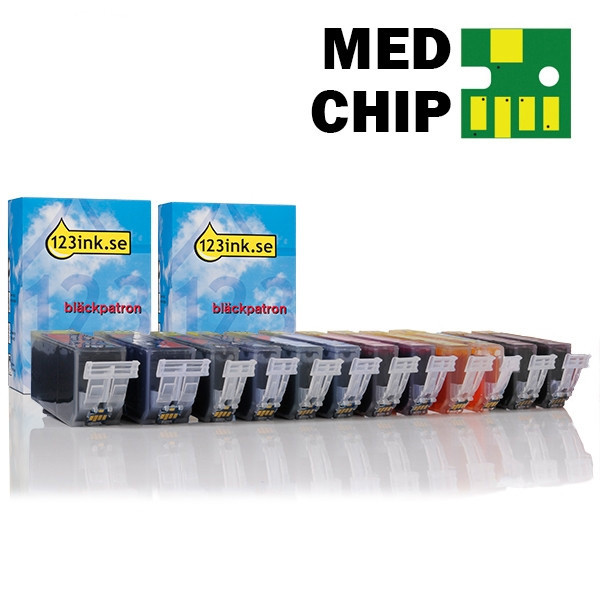 Canon PGI-525PGBK | CLI-526 BK/C/M/Y/GY bläckpatron 12-pack (varumärket 123ink) 4529B001C 4540B001C 4541B001C 4542B001C 4543B001C 127130 - 1