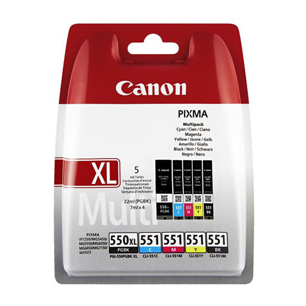 Canon PGI-550PGBK XL / CLI-551 BK/C/M/Y bläckpatron 5-pack (original) 6509B013 010188 - 1