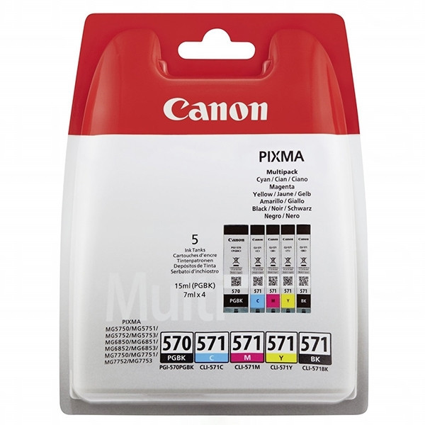 Canon PGI-570PGBK / CLI-571 BK/C/M/Y bläckpatron 5-pack (original) 0372C004 0372C006 653045 - 1