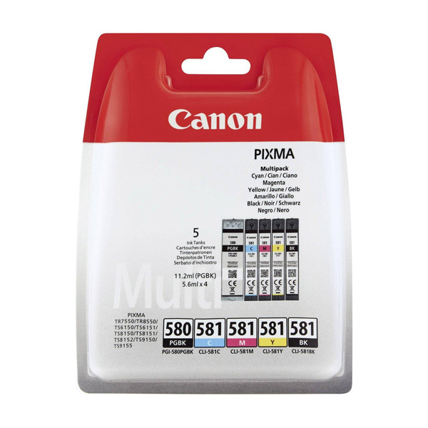 Canon PGI-580BK | CLI-581 BK/C/M/Y bläckpatron 5-pack (original) 2078C005 2078C006 2078C007 2078C008 018582 - 1