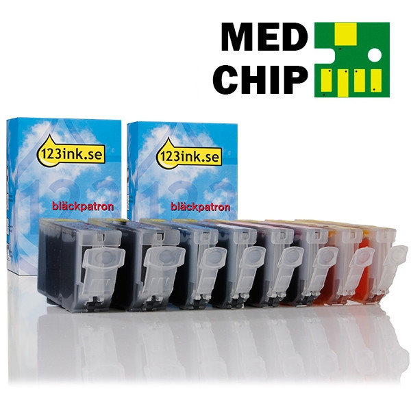 Canon PGI-5BK | CLI-8C/M/Y bläckpatron 8-pack (varumärket 123ink) 0621B001C 0622B001C 0623B001C 0628B001C 127110 - 1