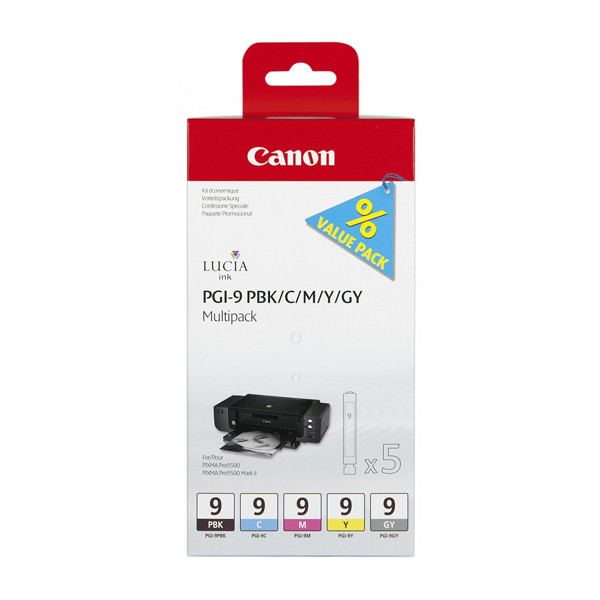 Canon PGI-9 PBK/C/M/Y/GY bläckpatron 5-pack (original) 1034B013 010461 - 1