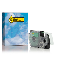 Casio XR-12AGN | vit text - grön märkand | 12mm (varumärket 123ink) 056356