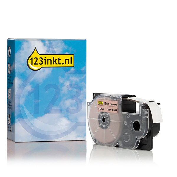 Casio XR-12ASPK | grå text - pastellrosa märkband | 12mm (varumärket 123ink) 056428 - 1