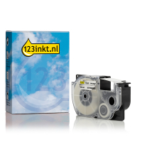 Casio XR-12AX | vit text - transparent märkband | 12mm (varumärket 123ink) 056360