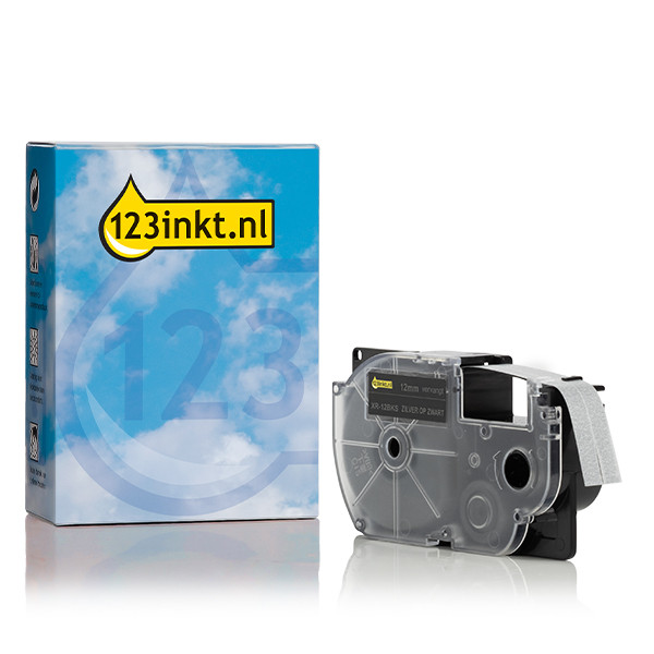 Casio XR-12BKS | silver text - svart märkband | 12mm (varumärket 123ink) 056350 - 1