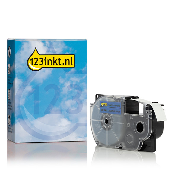 Casio XR-12BU | svart text - blå märkband | 12mm (varumärket 123ink) 056344 - 1