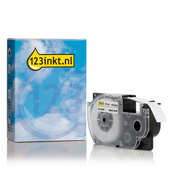 Casio XR-12VWE | svart text - vit märkband | 12mm (varumärket 123ink) 056415 - 1