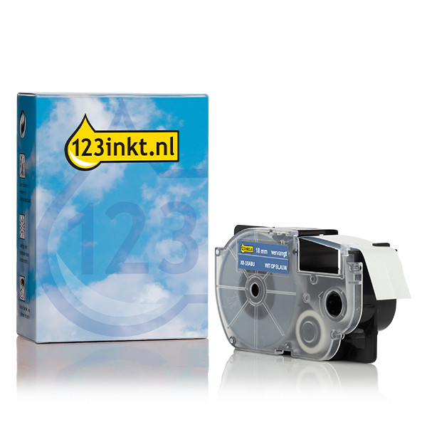 Casio XR-18ABU | vit text -  blå märkband | 18mm (varumärket 123ink) 056378 - 1