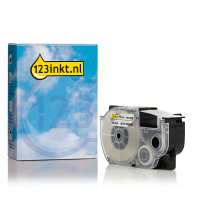 Casio XR-18AX | vit text - transparent märkband | 18mm (varumärket 123ink) 056380