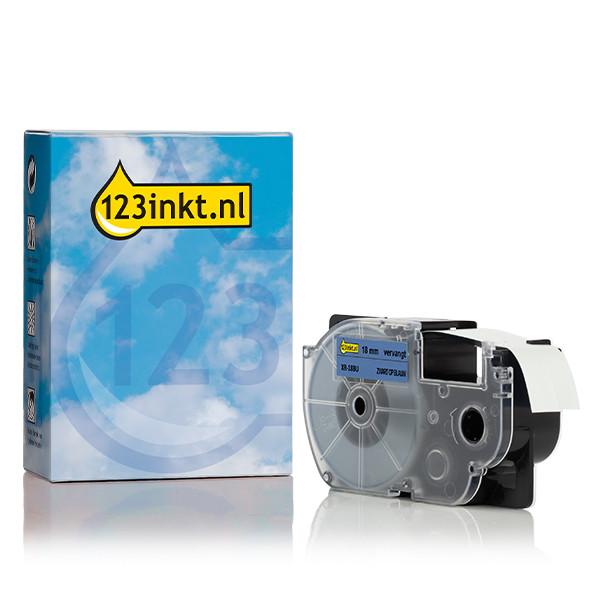 Casio XR-18BU | svart text - blå märkband | 18mm (varumärket 123ink) 056364 - 1