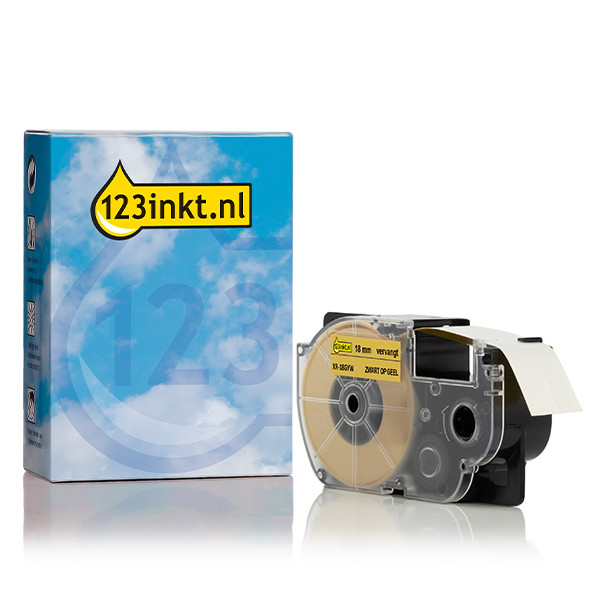 Casio XR-18GYW | svart text - gul märkband | 18mm (varumärket 123ink) 056413 - 1