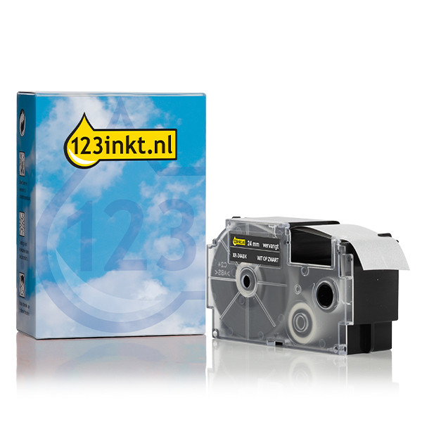 Casio XR-24ABK | vit text - svart märkband | 24mm (varumärket 123ink) 056394 - 1