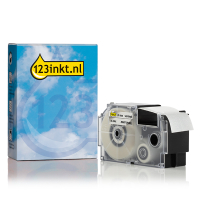 Casio XR-24AX | vit text -  transparent märkband | 24mm (varumärket 123ink) 056395