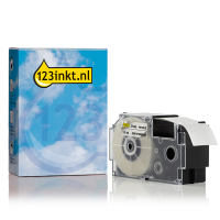 Casio XR-24X | svart text - transparent märkband | 24mm (varumärket 123ink) 056381