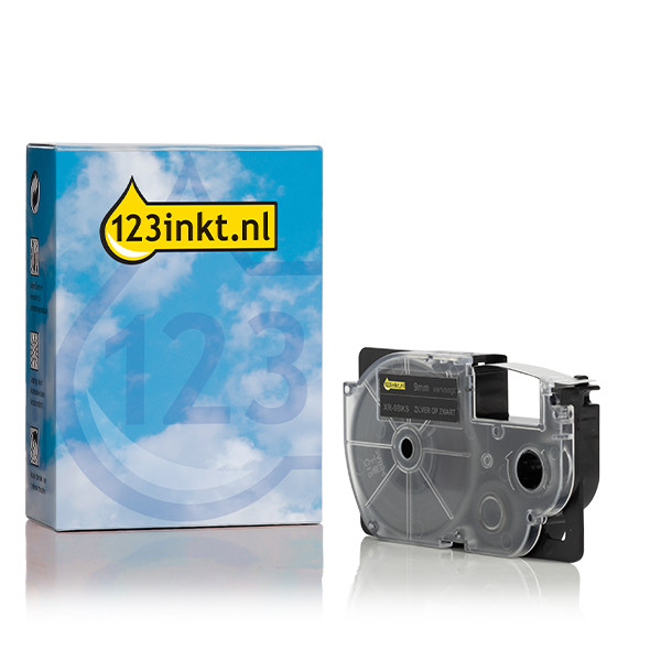 Casio XR-9BKS | silver text - svart märkband | 9mm (varumärket 123ink) 056330 - 1