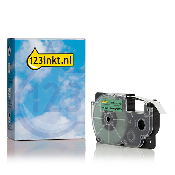 Casio XR-9GD | svart text - guld märkband | 9mm (varumärket 123ink) 056327 - 1